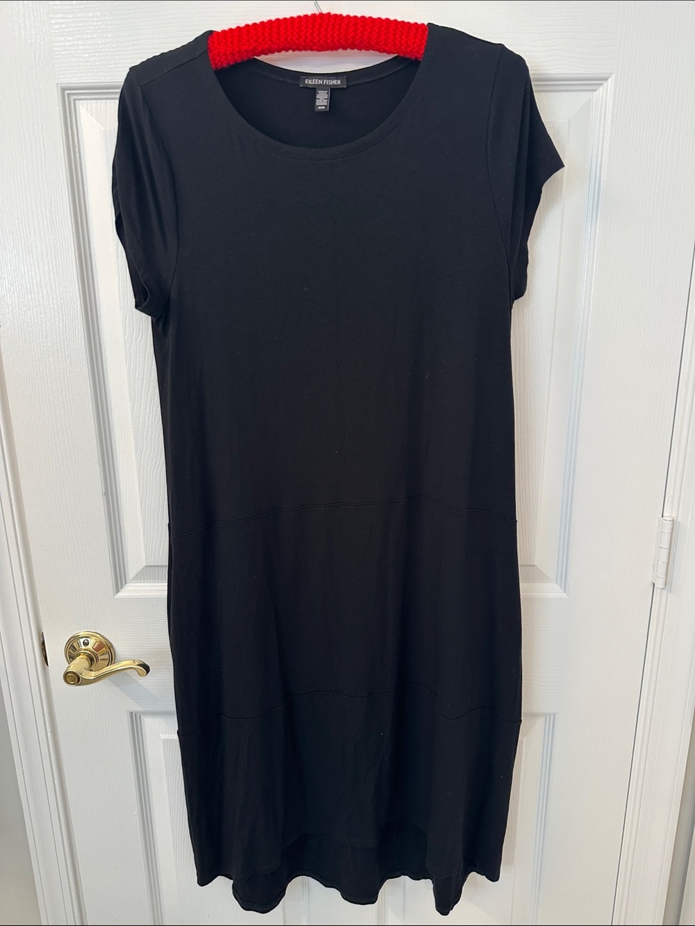 Eileen Fisher Black Short Sleeve Midi Dress Size Medium